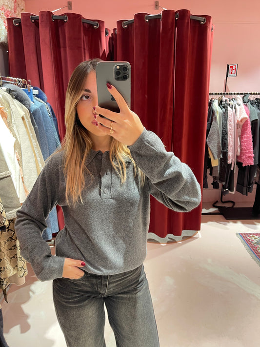 Polo in maglia misto cashmere grigio Hinnominate