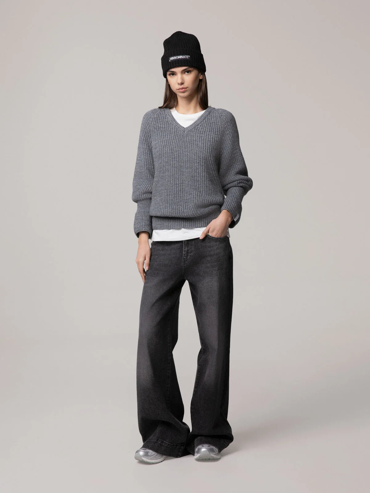 Maglione girocollo con dettaglio sulla schiena grigio Hinnominate