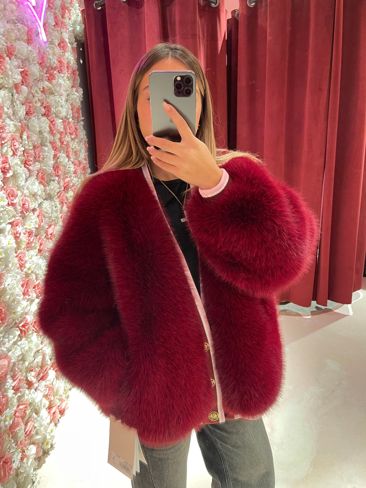 Bomber college eco pelliccia bordeaux yl