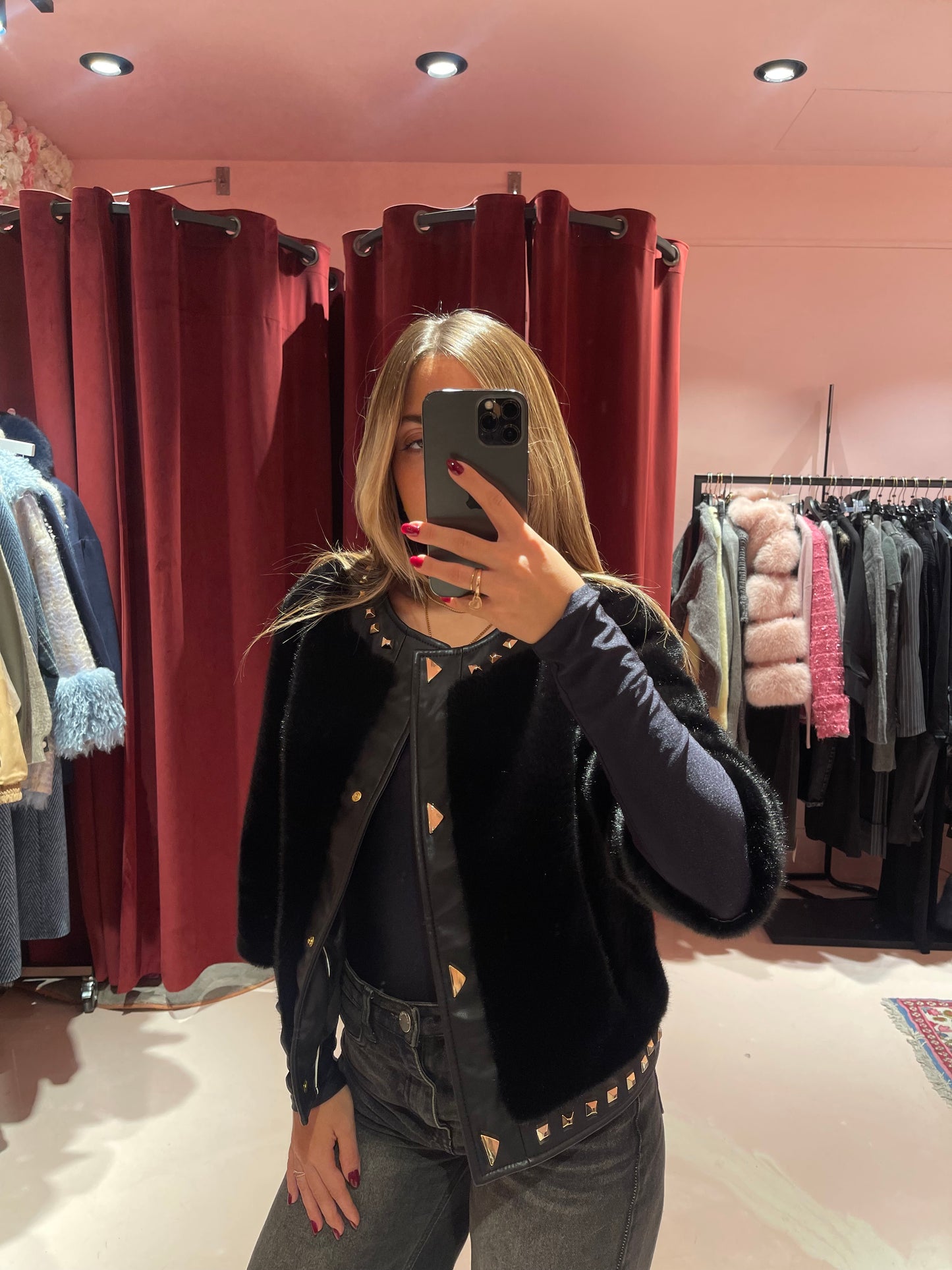 Giacchino eco visone borchie yl