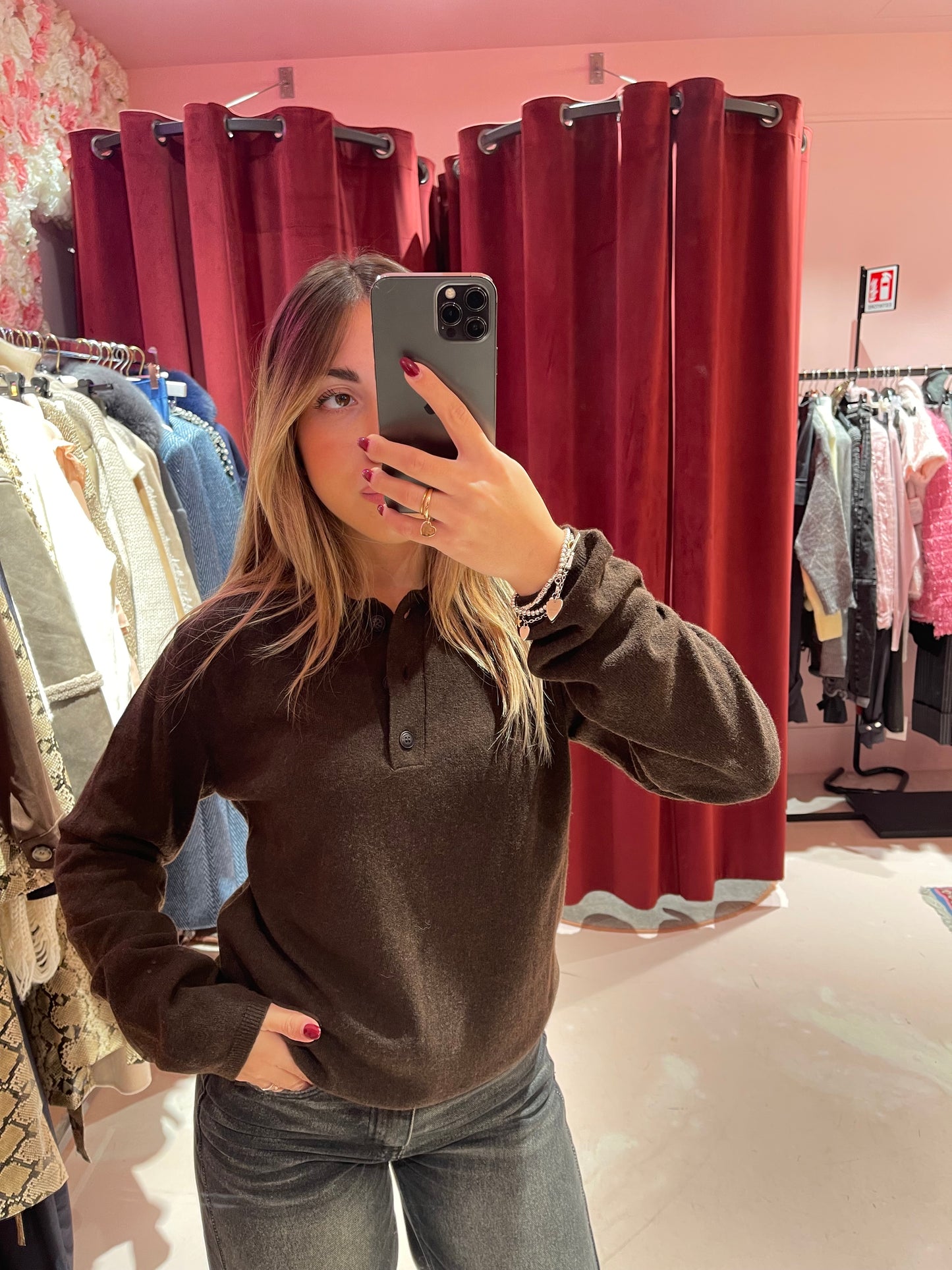 Polo in maglia misto cashmere moro Hinnominate