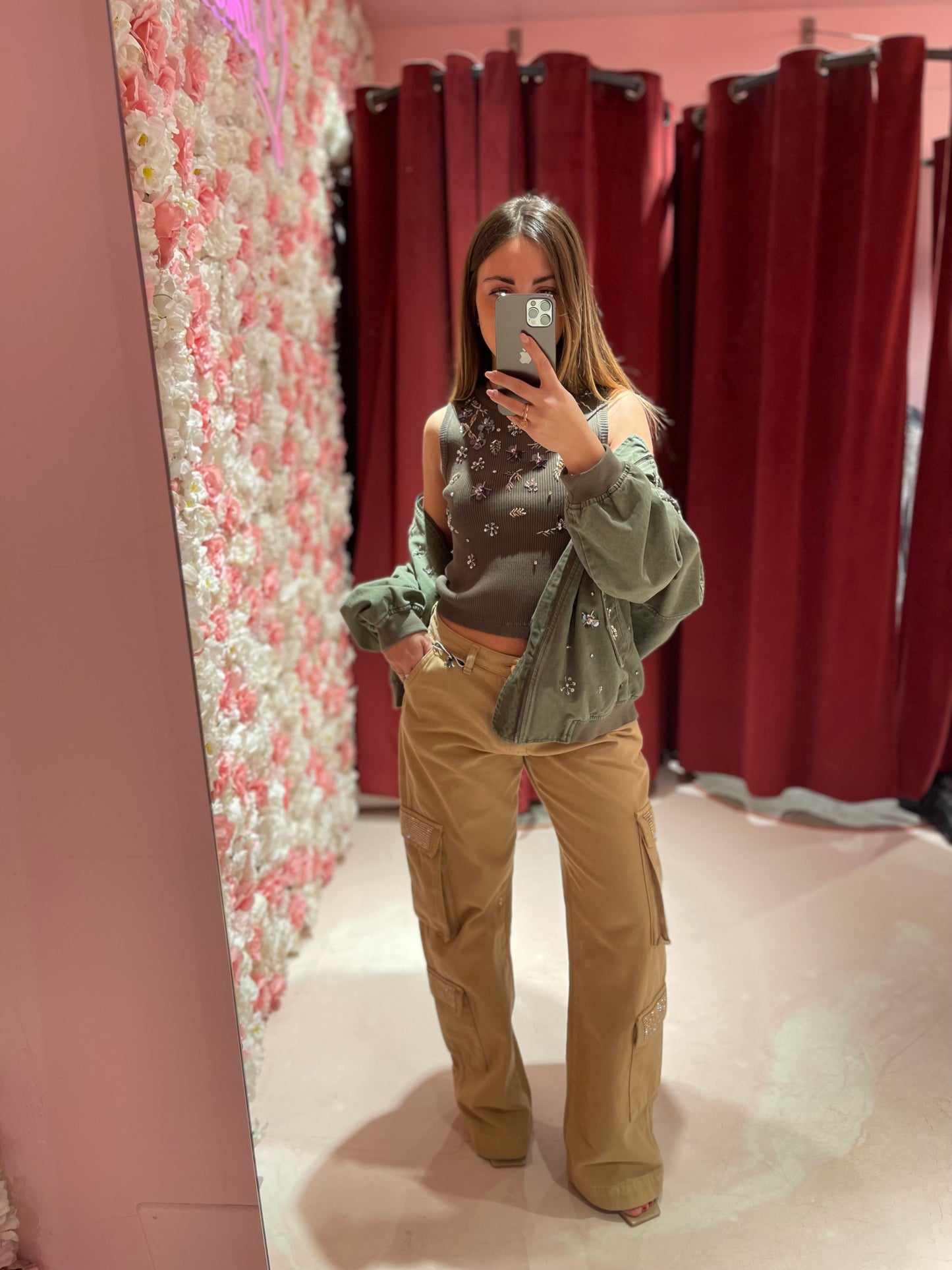 JEANS CARGO CON GOLD STRASS SU TASCHE ODI ET AMO