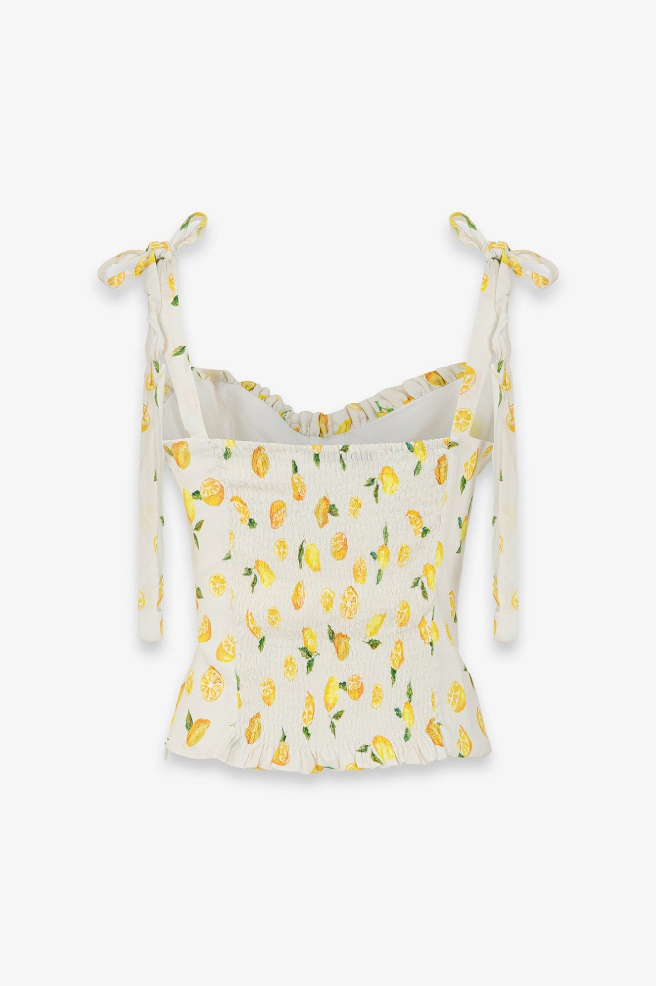 Deasy - Top In Crepe Scollo A Cuore Con Rouge E Spalline Con Fiocco • Citron Ecru Mar de Margaritas