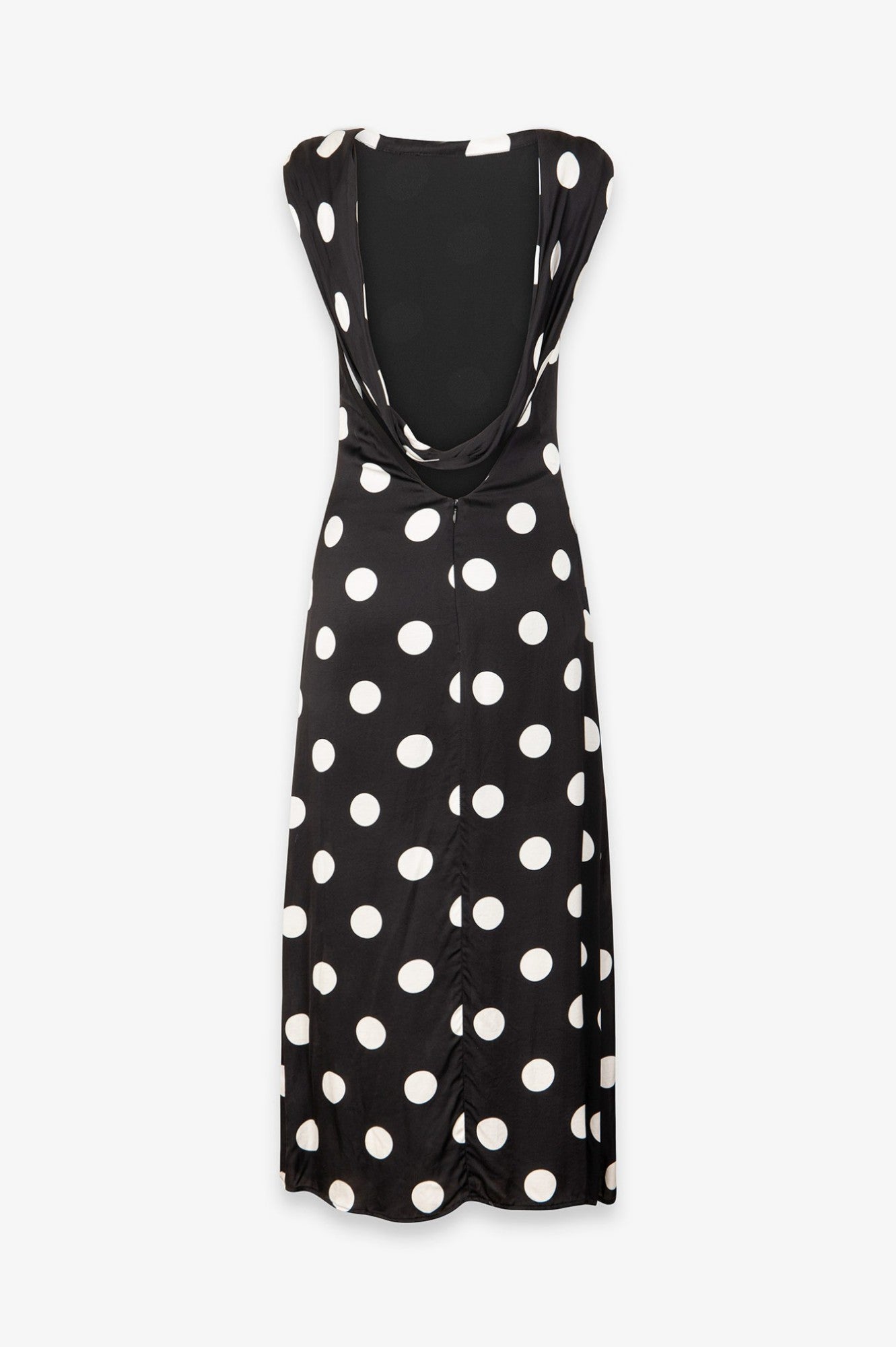 Vera- Abito Midi Con Scollatura Dietro • Pois Grande Nero Mar de Margaritas