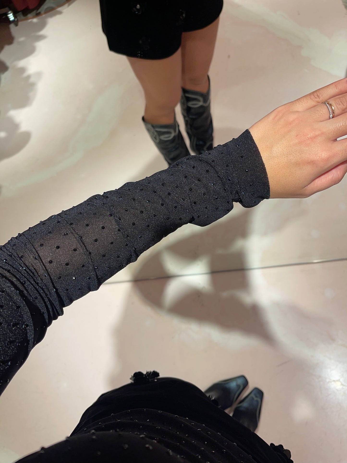 Maglietta trasparenza strass Pagani nera Odi Odi