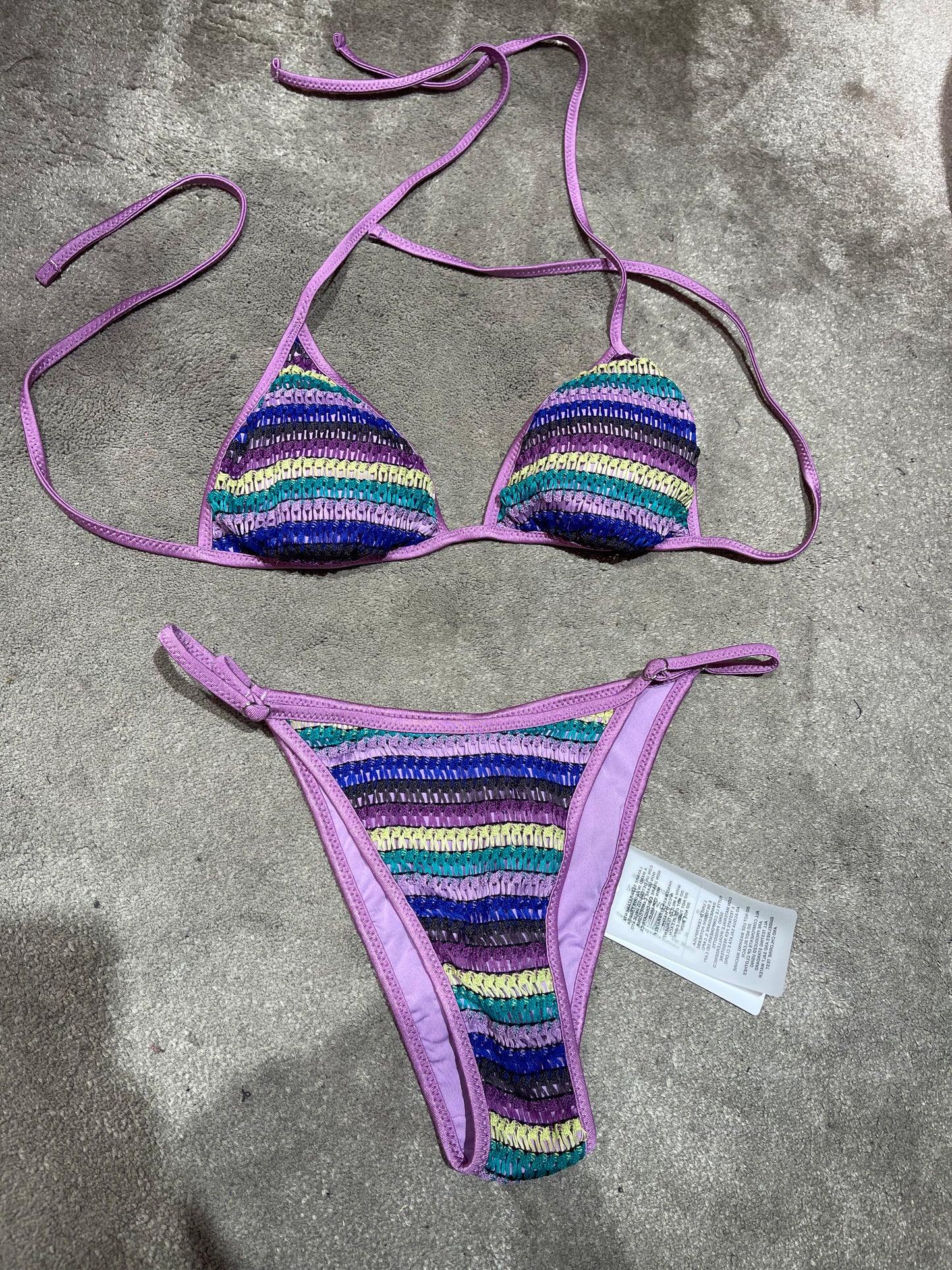 Bikini triangolo slip regolabile righe Me Fui