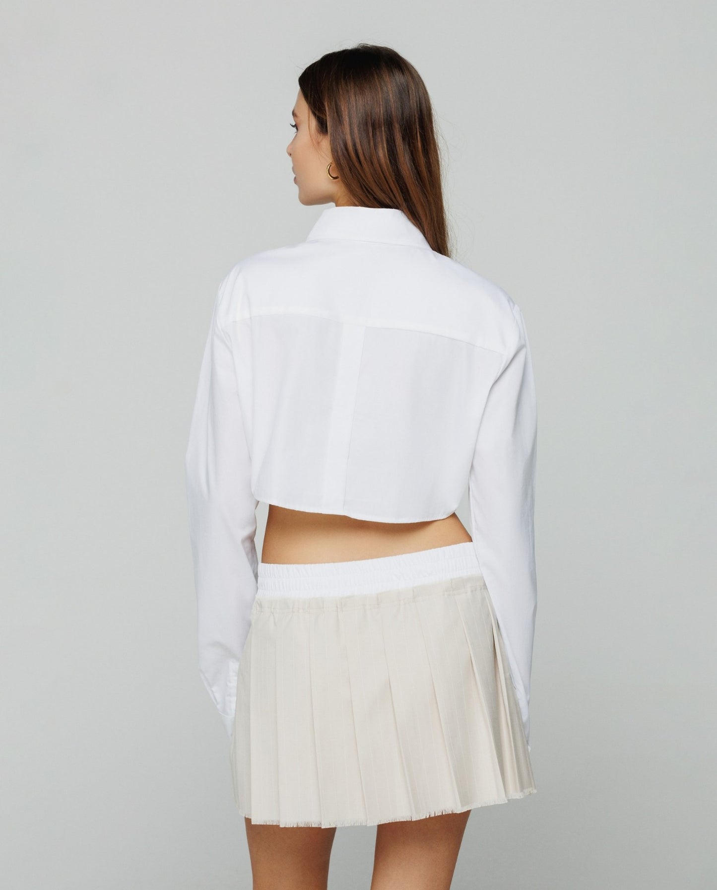 Camicia corta in cotone con fondo stondato • Bianco HINNOMINATE