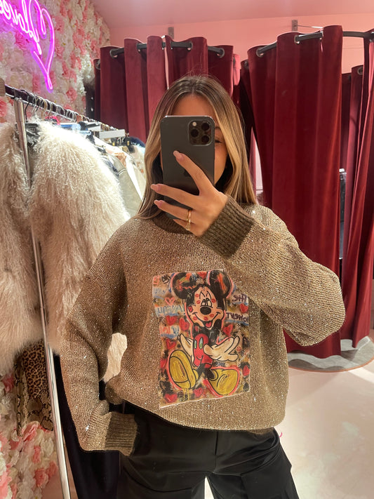 Maglione oro micro paillettes Topolino fs