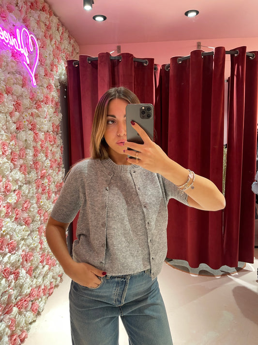 Cardigan manica corta grigio gl