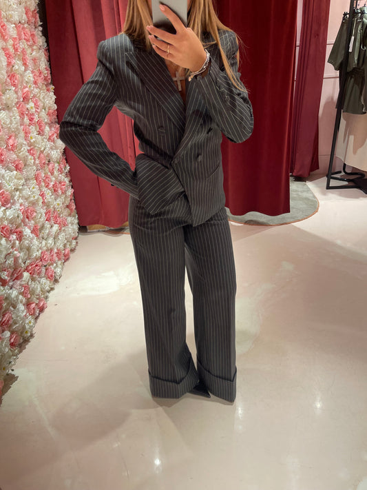 Pantalone gessato palazzo risvolto Silence Limited