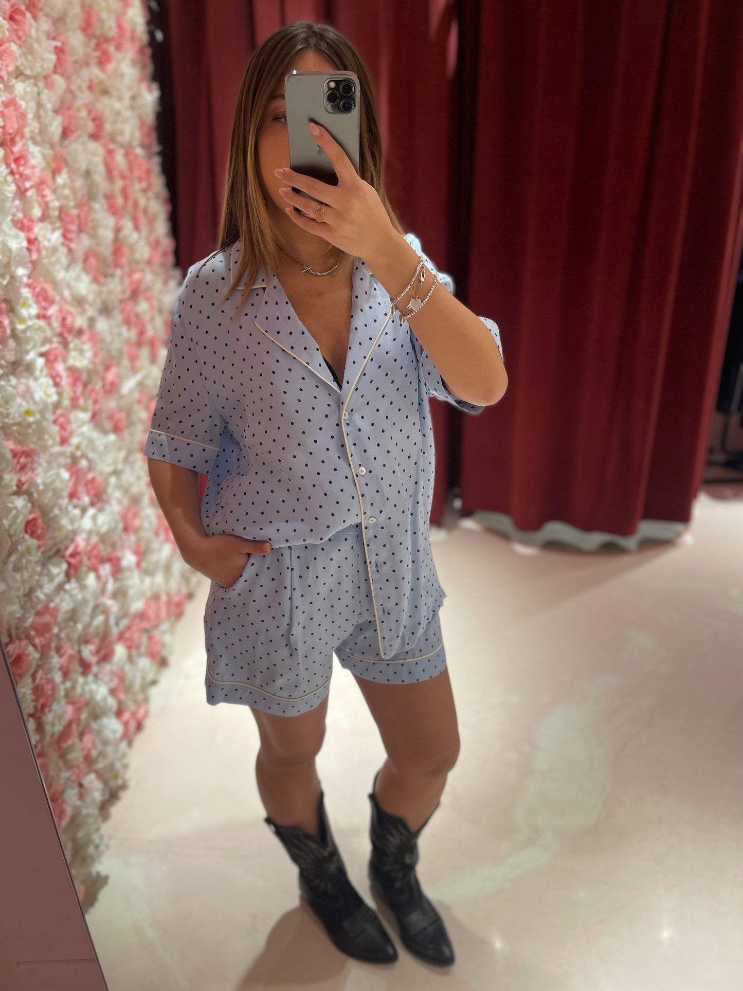 Esme - Blazer Mezza Manica • Petitpois Celeste Mar de Margaritas
