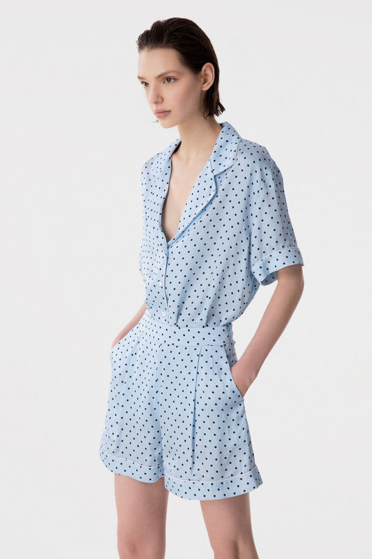 Esme - Blazer Mezza Manica • Petitpois Celeste Mar de Margaritas