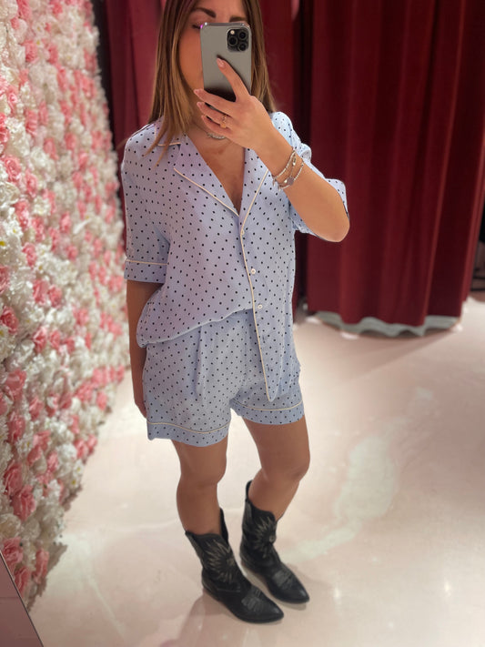 Ruth - Shorts A Vita Alta • Petitpois Celeste Mar de Margaritas