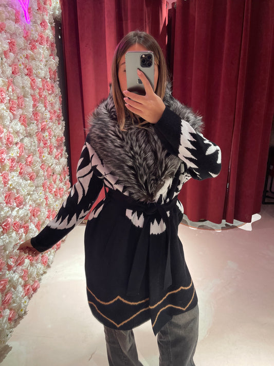 Capotto Cardigan pelo volpe yl