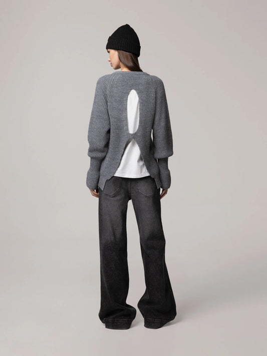 Maglione girocollo con dettaglio sulla schiena grigio Hinnominate