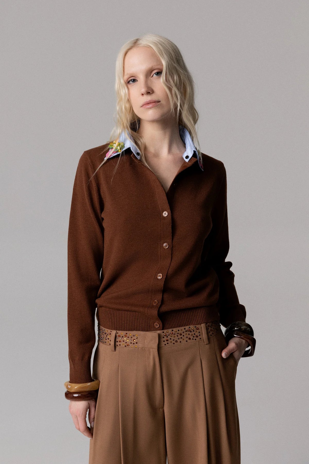 CARDIGAN CON RICAMO FIORI E CRISTALLI ODI ET AMO