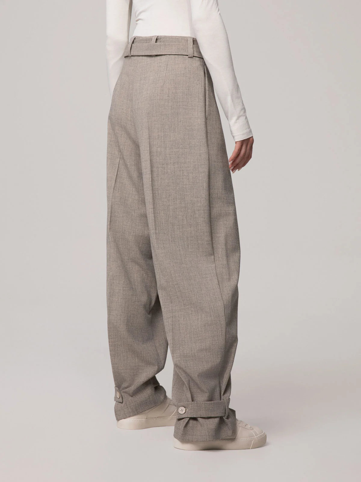 Pantalone in poliviscosa con cinturino tortora Hinnominate