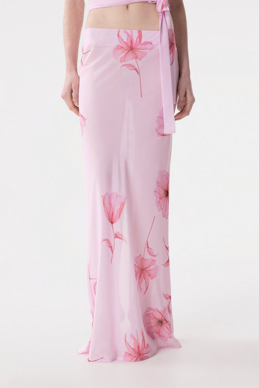 Gisel - Gonna Lunga In Georgette Con Spacco Dietro • Lotus Rosa Mar de Margaritas