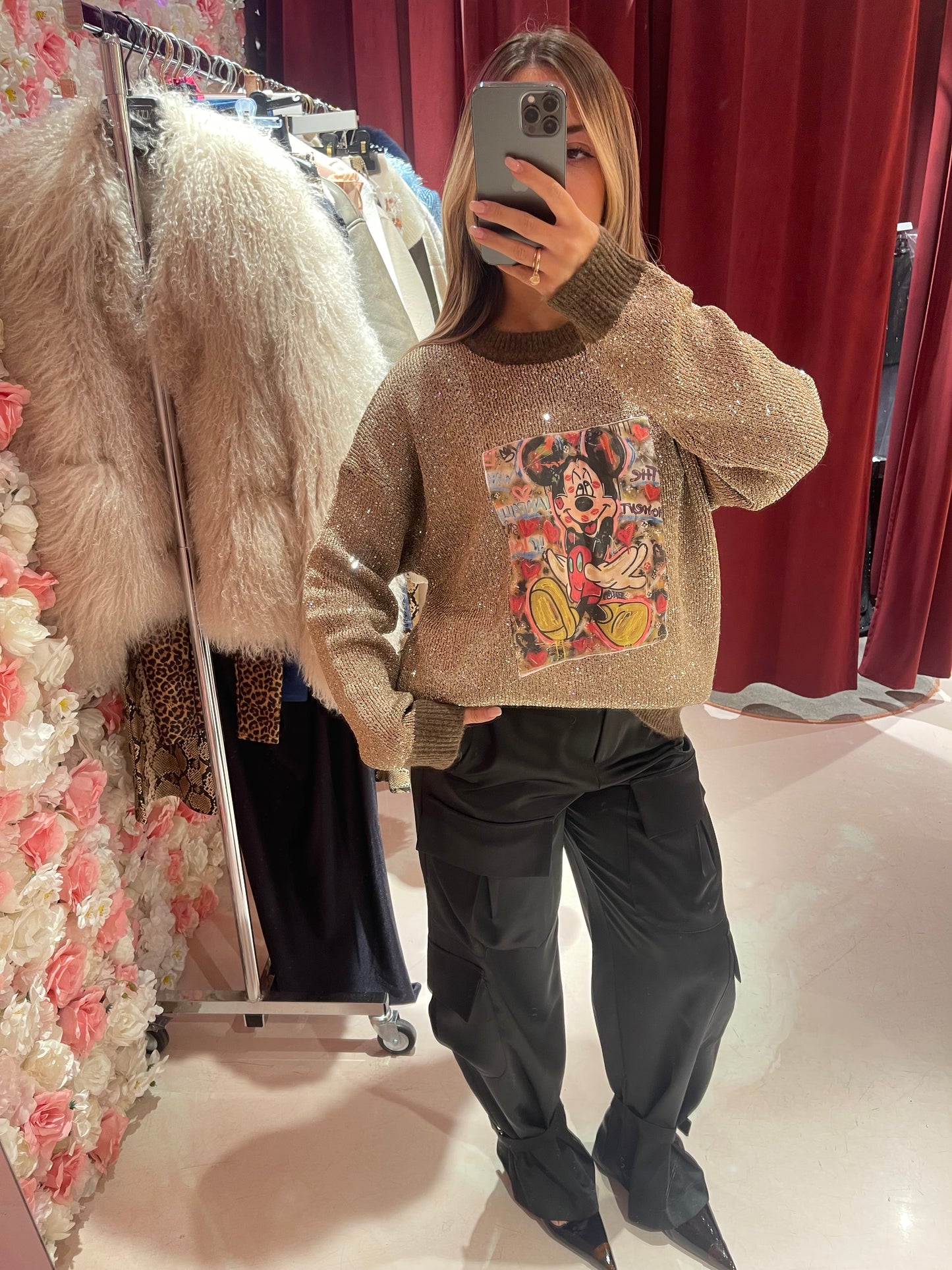 Maglione oro micro paillettes Topolino fs