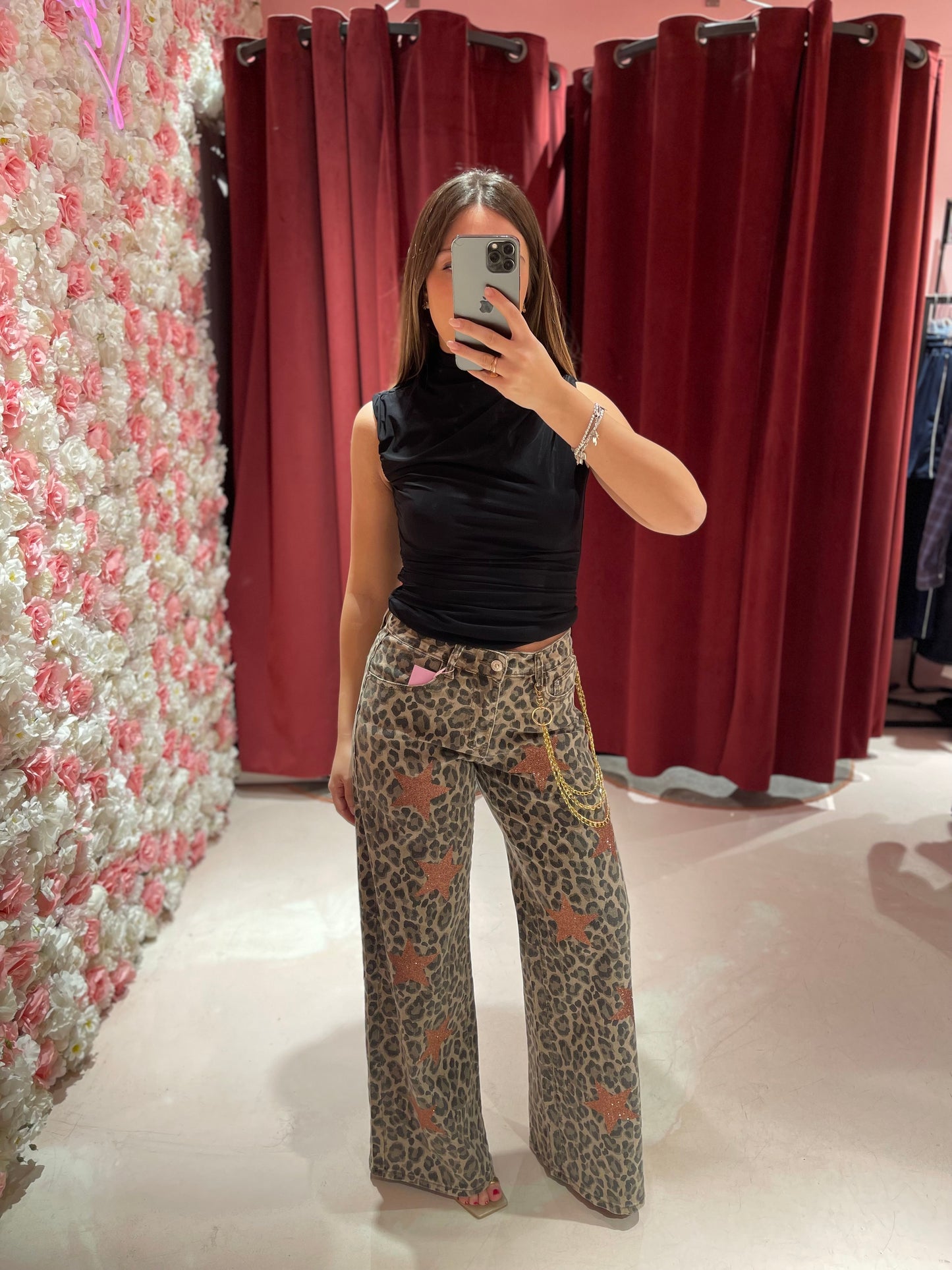 Denim Leo con stelle catena rimovibile