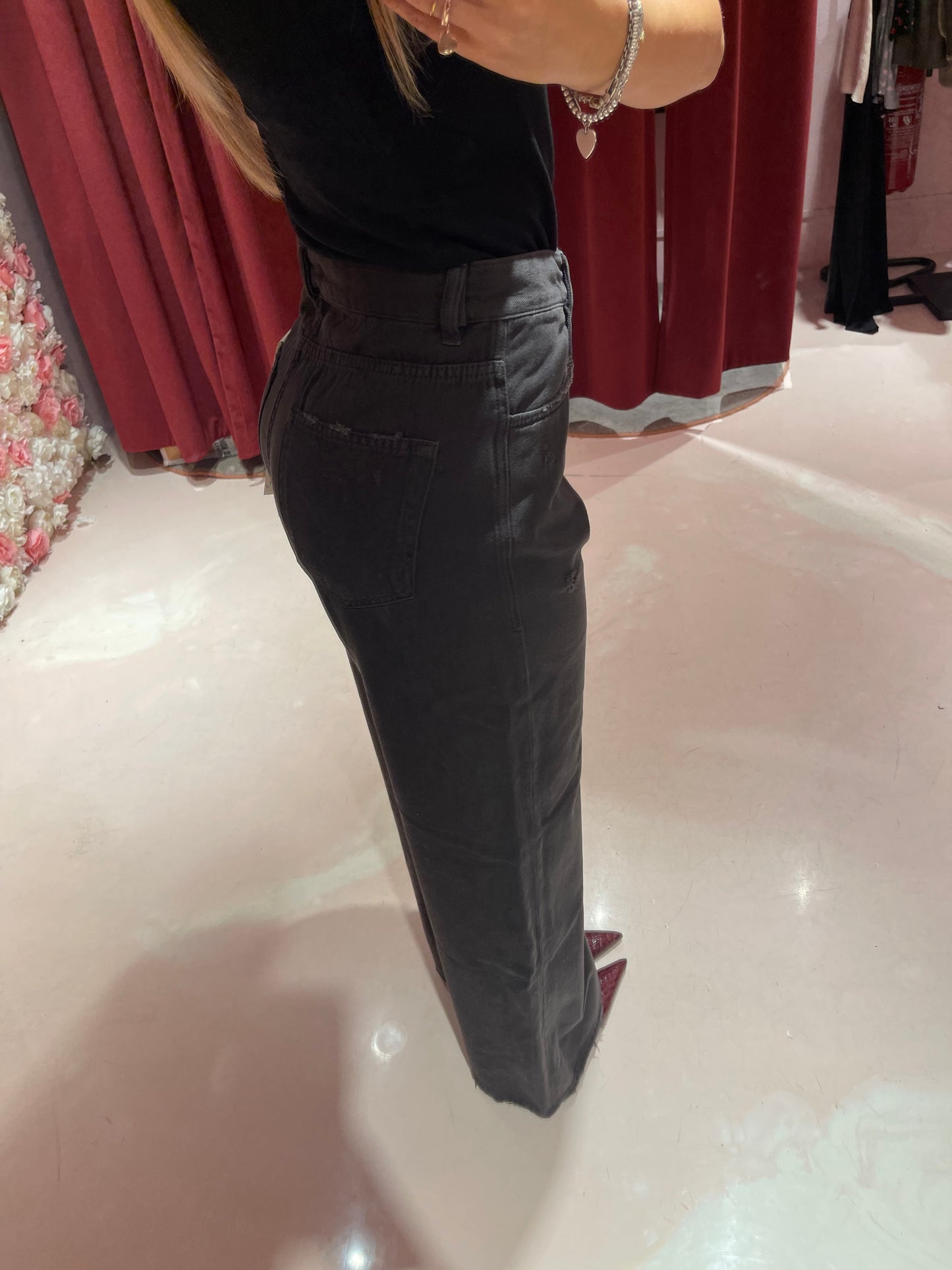 Denim palazzo con spacco cioccolato Hinnominate