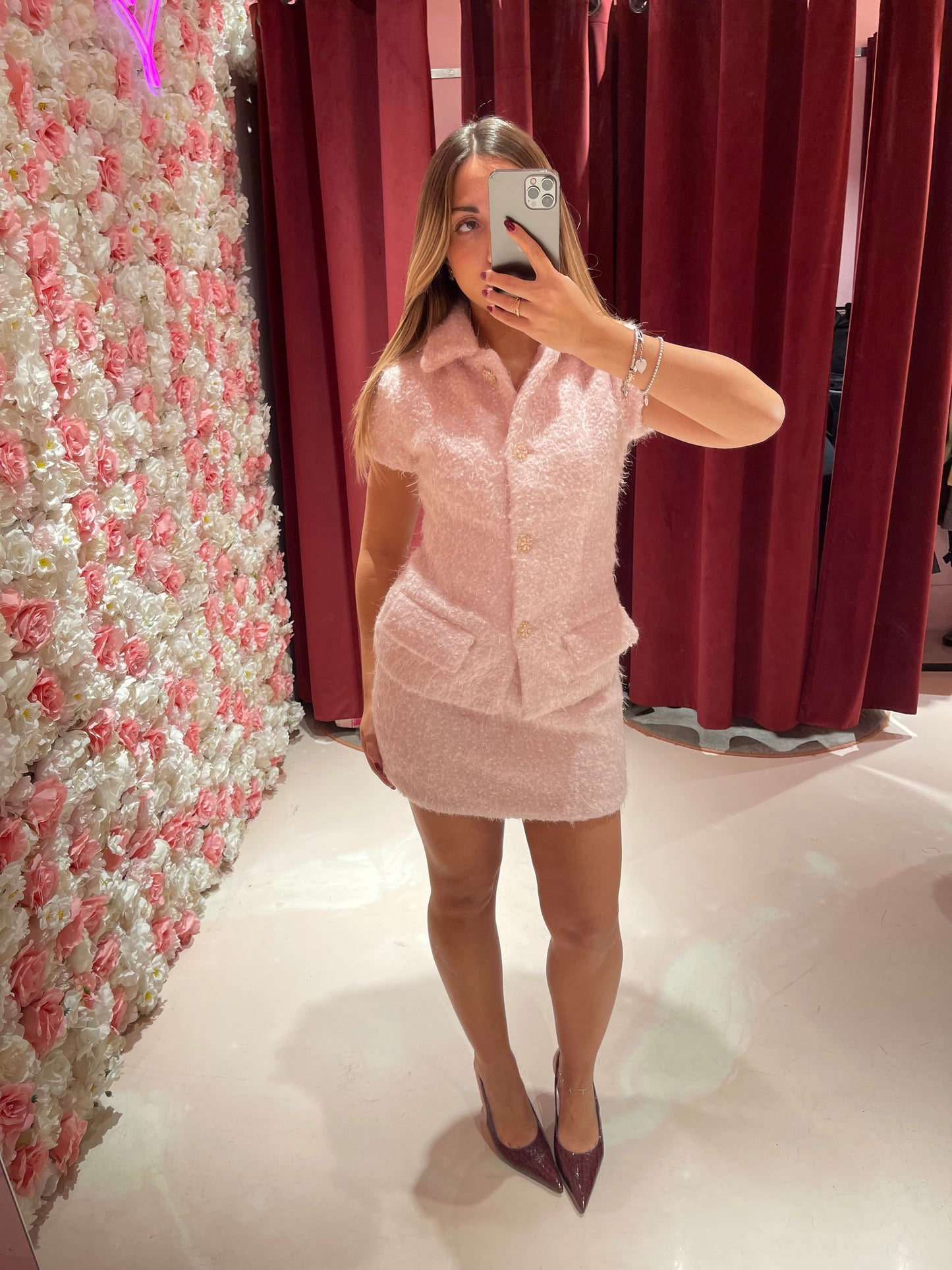 Gonna boucle rosa baby gl