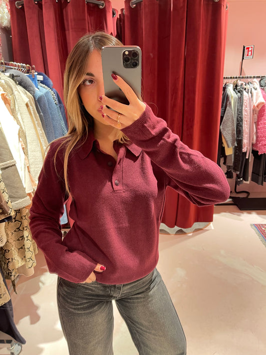 Polo in maglia misto cashmere bordeaux Hinnominate
