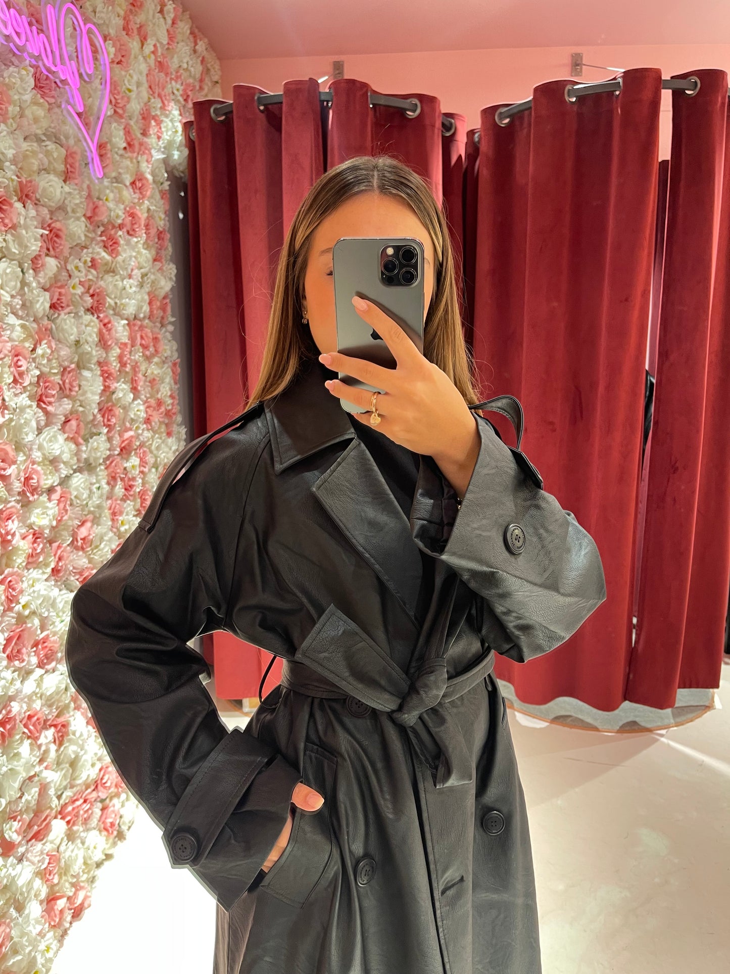 Trench in ecopelle doppiopetto Hinnominate