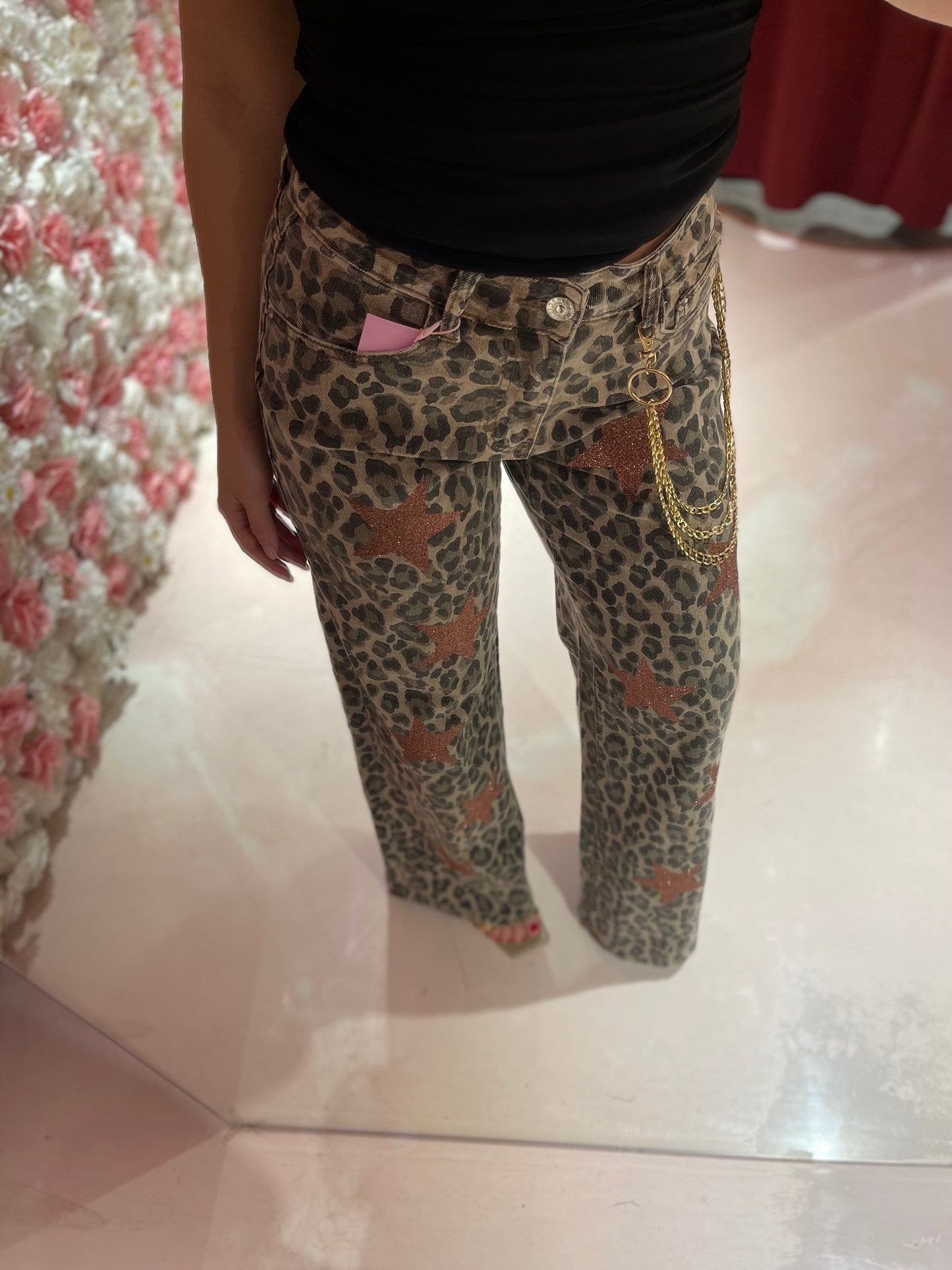 Denim Leo con stelle catena rimovibile