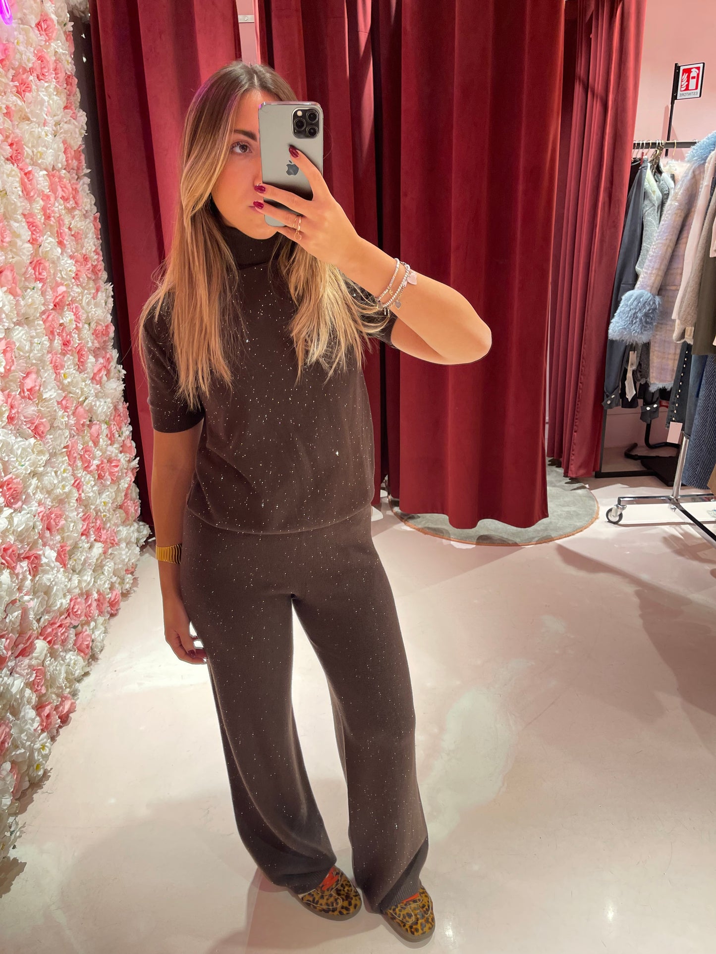 Pantalone Dritto In Maglia Con Paillettes • Moro HINNOMINATE