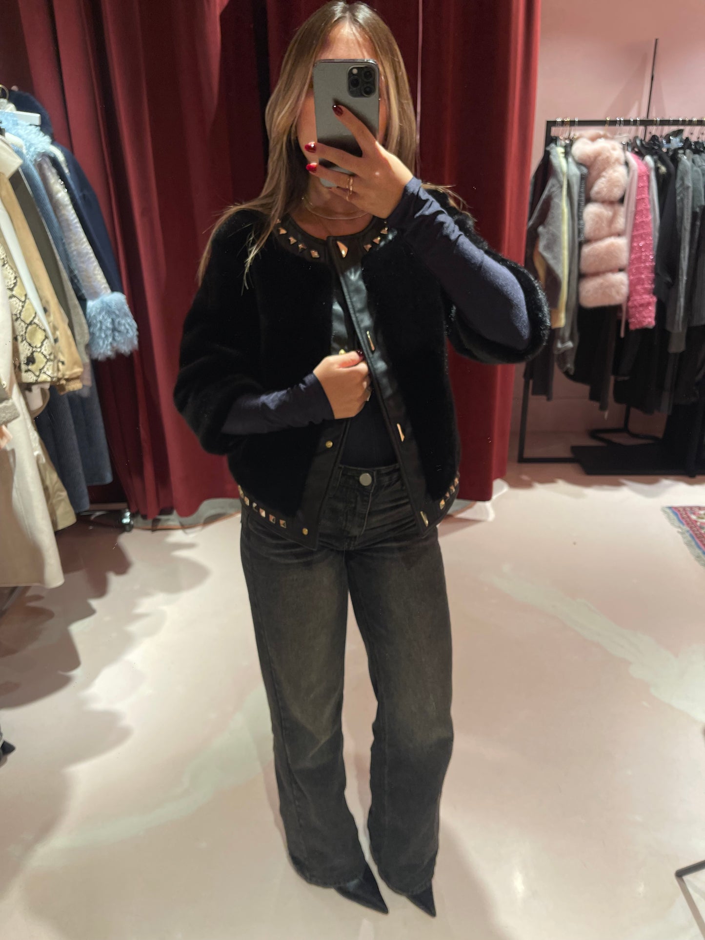 Giacchino eco visone borchie yl