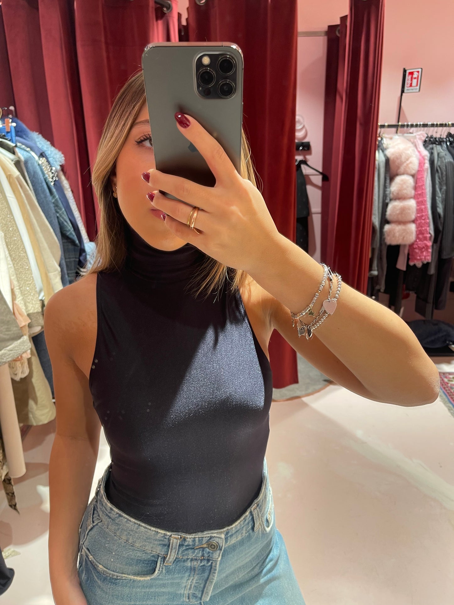 Body smanicato lycra lucida nero Matinee