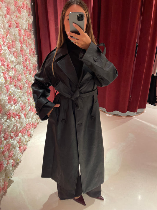 Trench in ecopelle doppiopetto Hinnominate