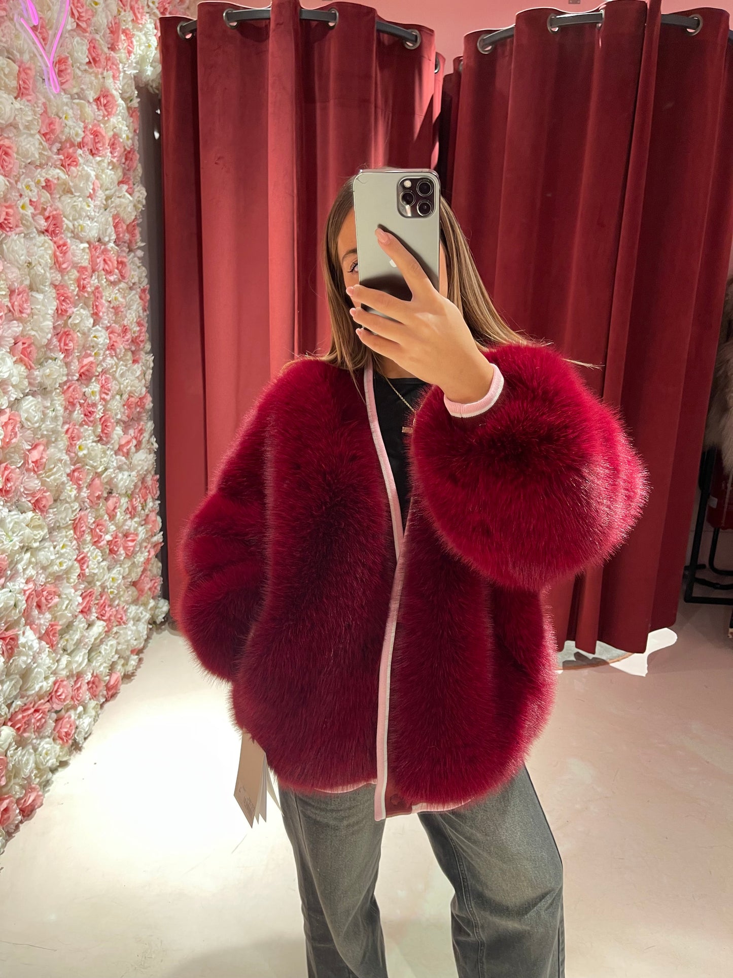 Bomber college eco pelliccia bordeaux yl