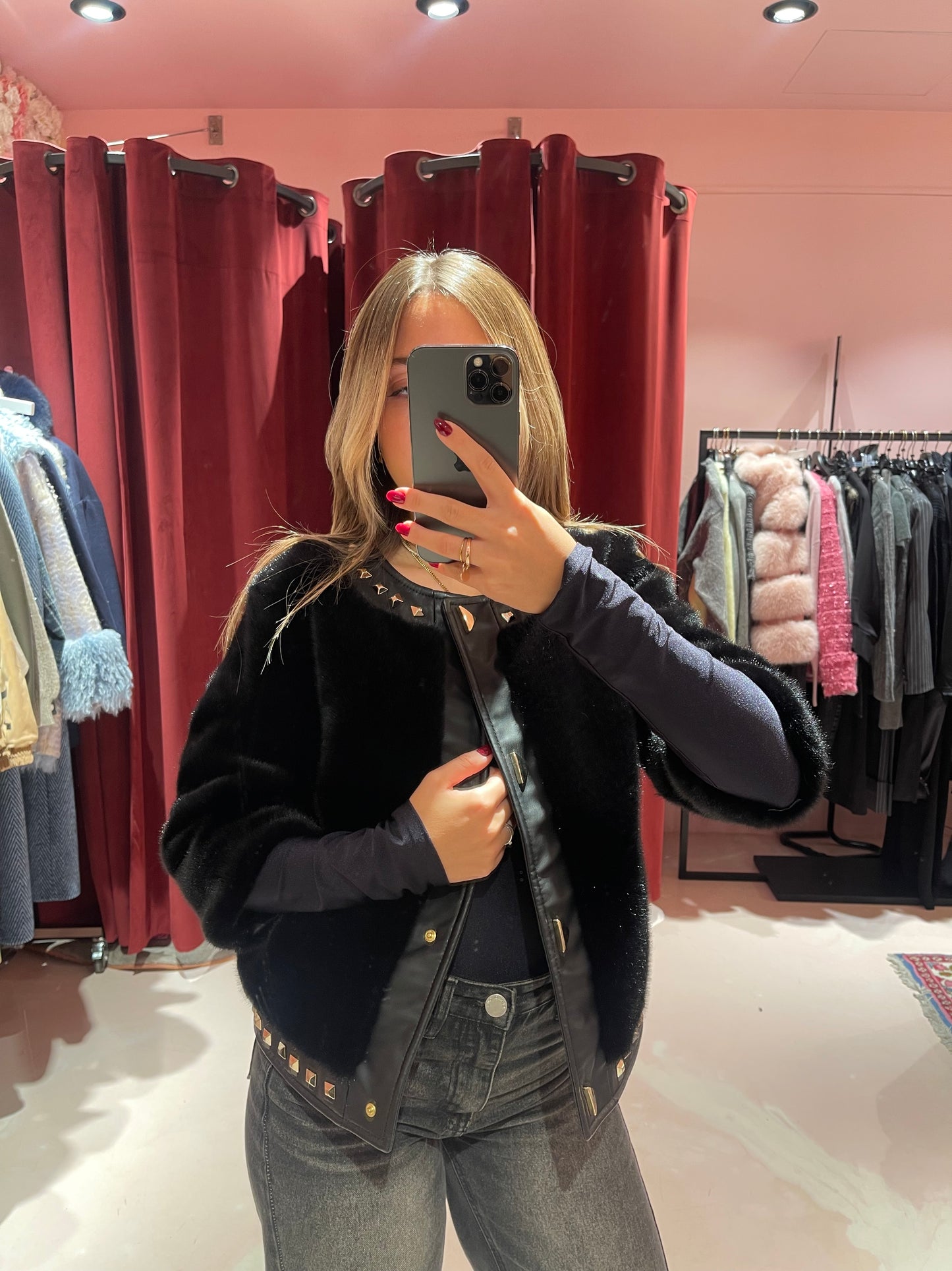 Giacchino eco visone borchie yl