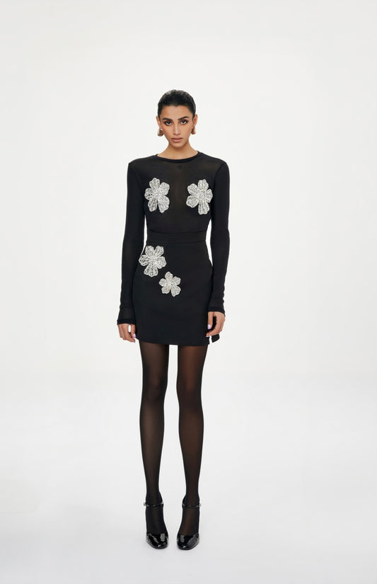 Arlee maglia trasparenza fiori strass Tpn