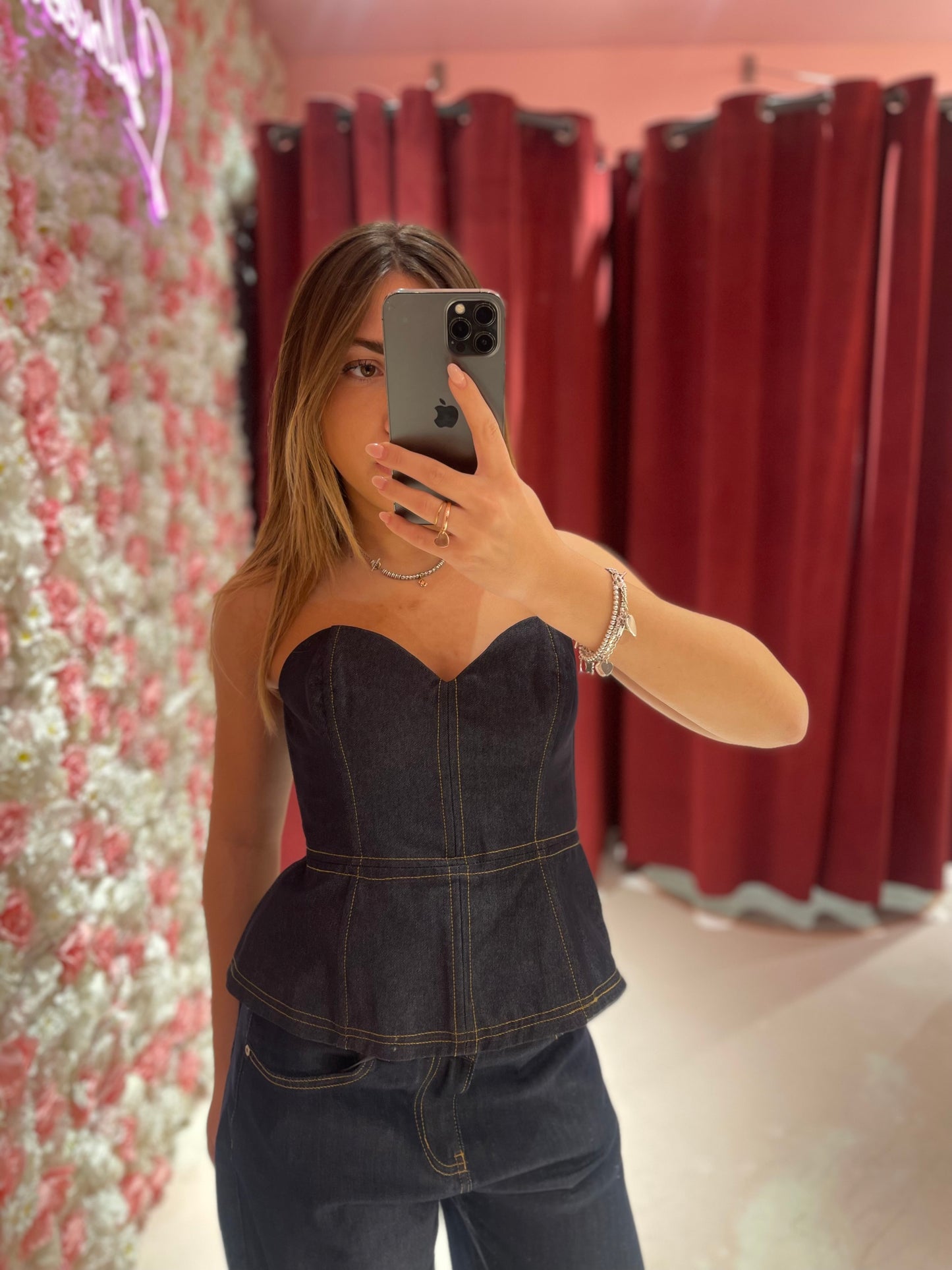 Top bustier Denim scuro gl