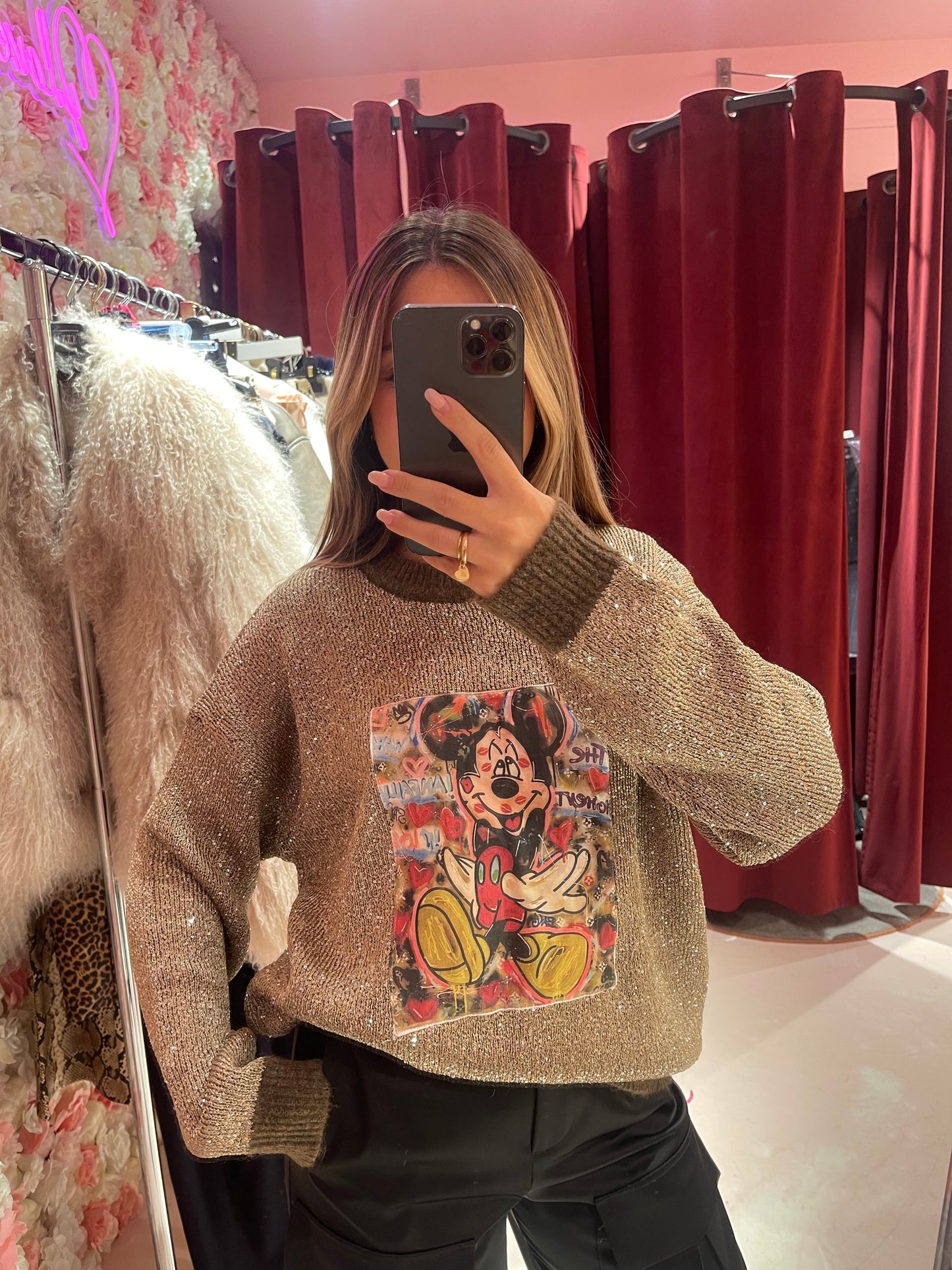 Maglione oro micro paillettes Topolino fs