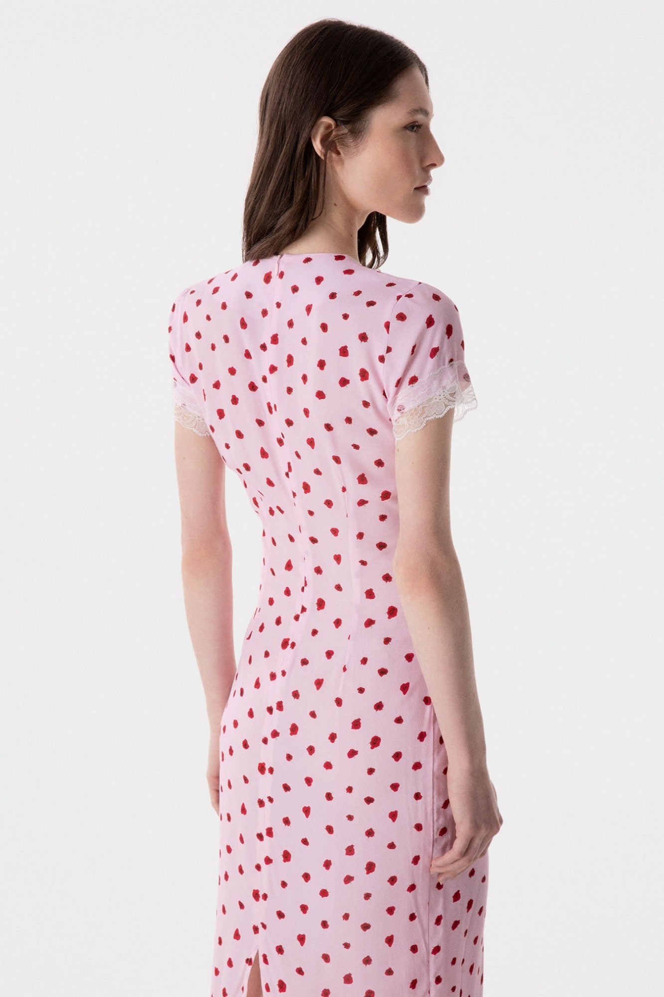 Raya - Abito Midi In Crepe Con Inserti In Pizzo • Rose Rosa Mar de Margaritas