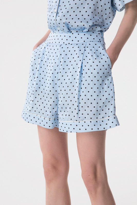 Ruth - Shorts A Vita Alta • Petitpois Celeste Mar de Margaritas