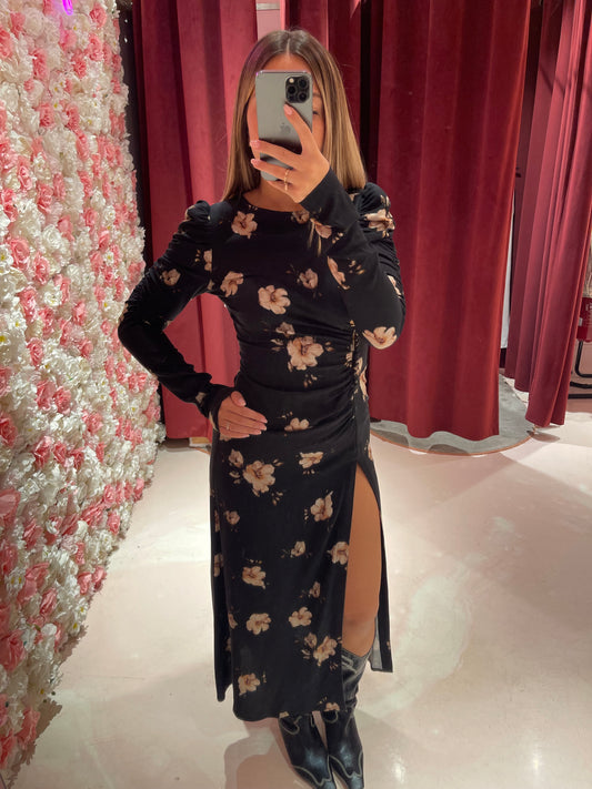 Chloe - Abito Manica Lunga • Gardenia Nero Mar de Margaritas