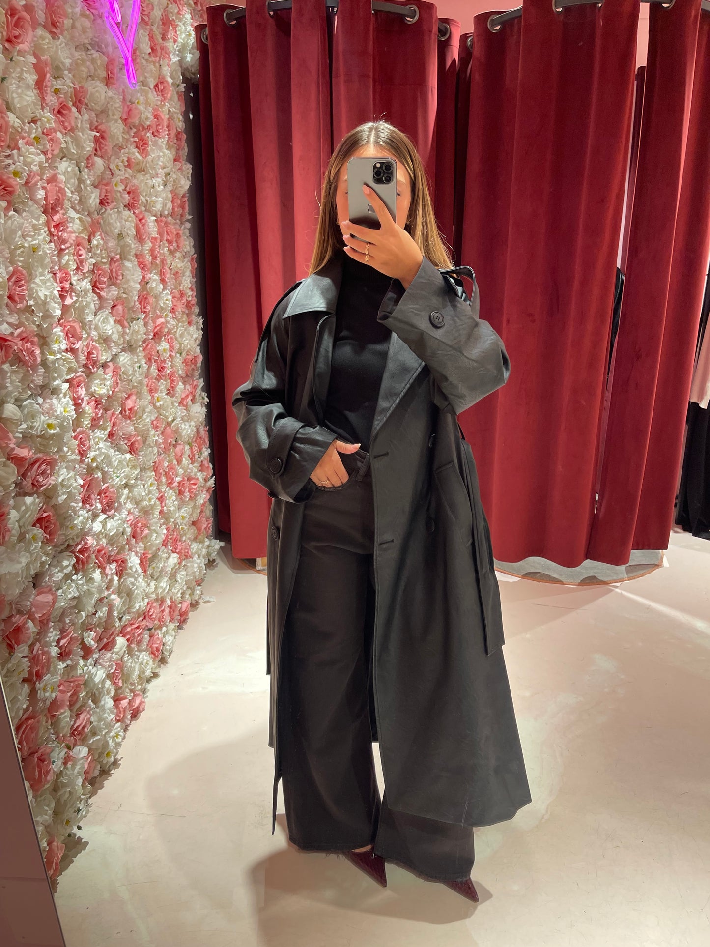 Trench in ecopelle doppiopetto Hinnominate