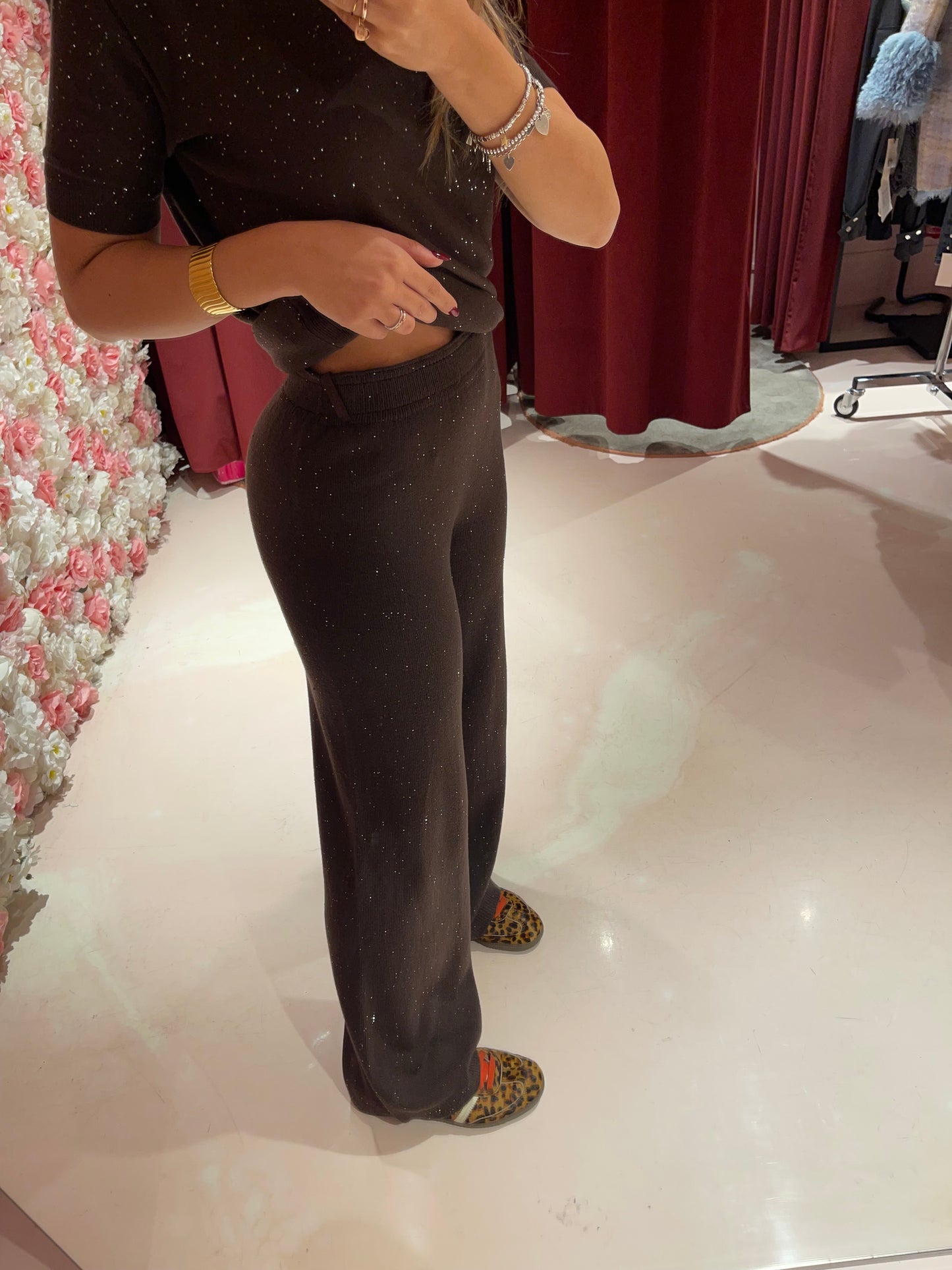 Pantalone Dritto In Maglia Con Paillettes • Moro HINNOMINATE