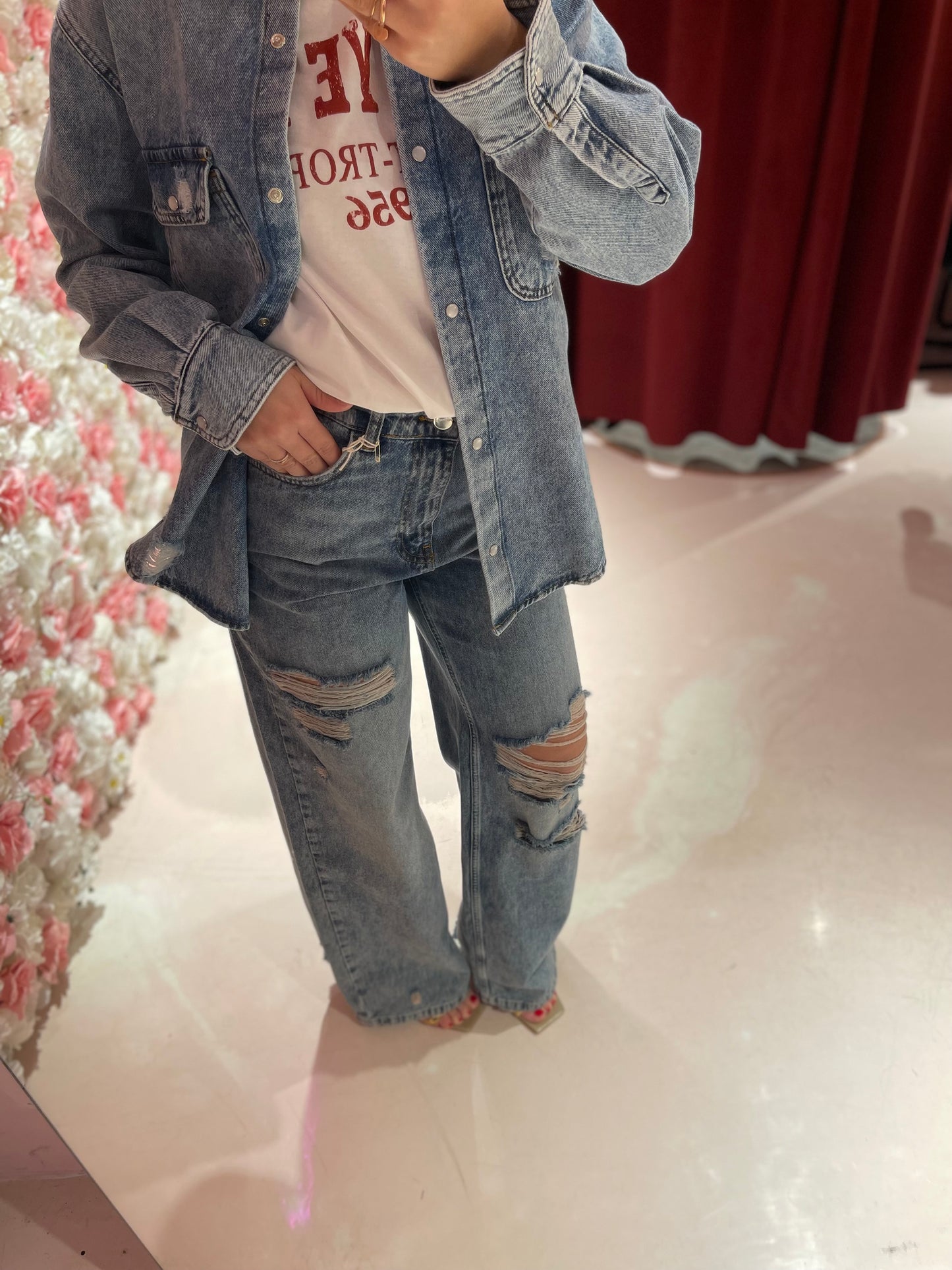 Jeans Baggy Fit In Denim Con Rotture • Blu Chiaro HINNOMINATE