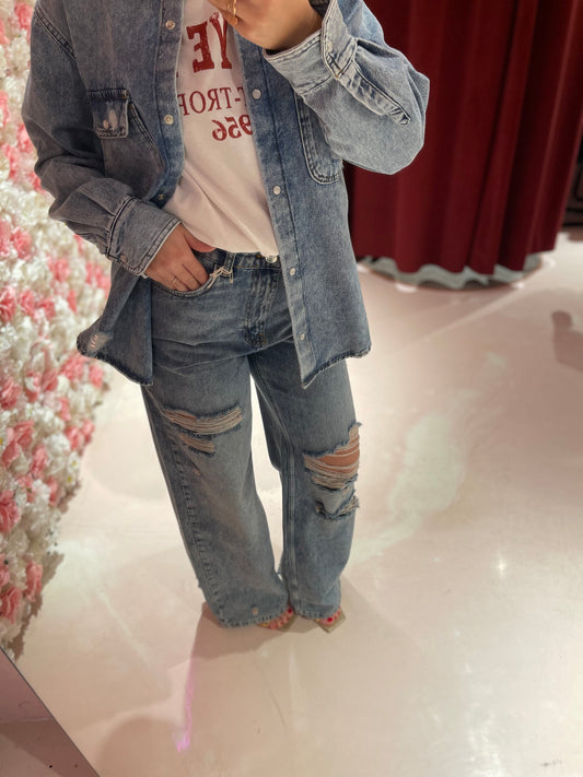 Jeans Baggy Fit In Denim Con Rotture • Blu Chiaro HINNOMINATE