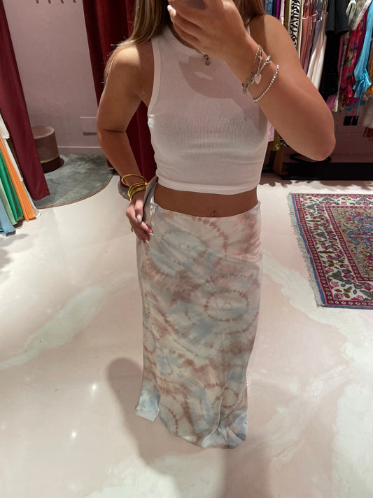 Gonna tie-dye azzurro beige