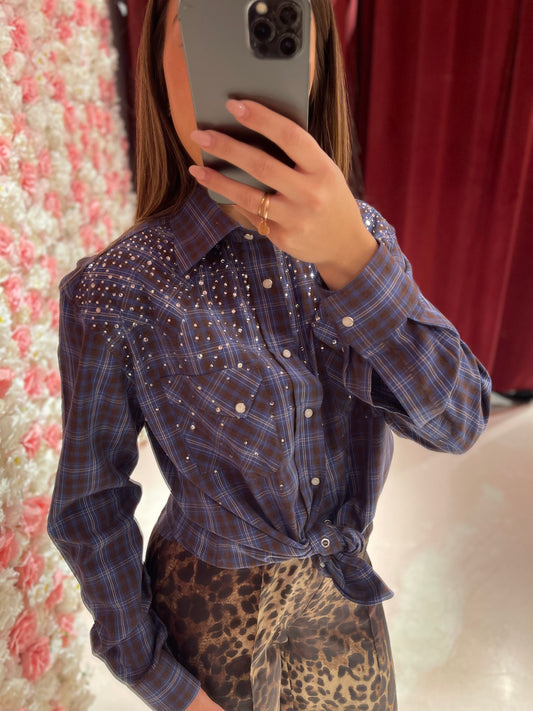 CAMICIA TARTAN CON STRASS ODI ET AMO