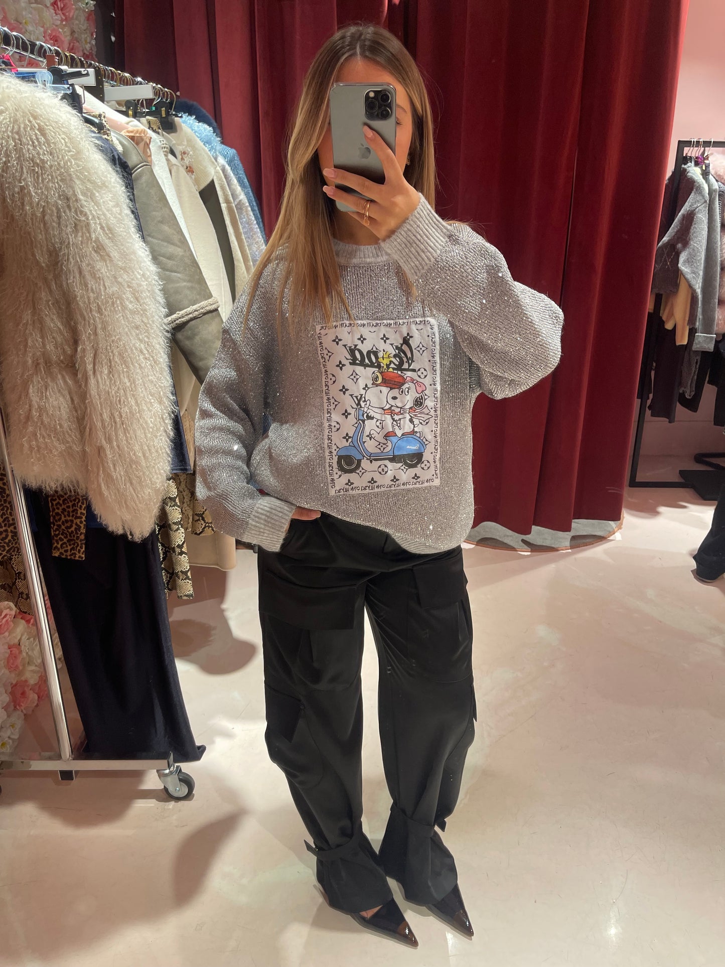 Maglione argento micro paillettes Snoopy fs