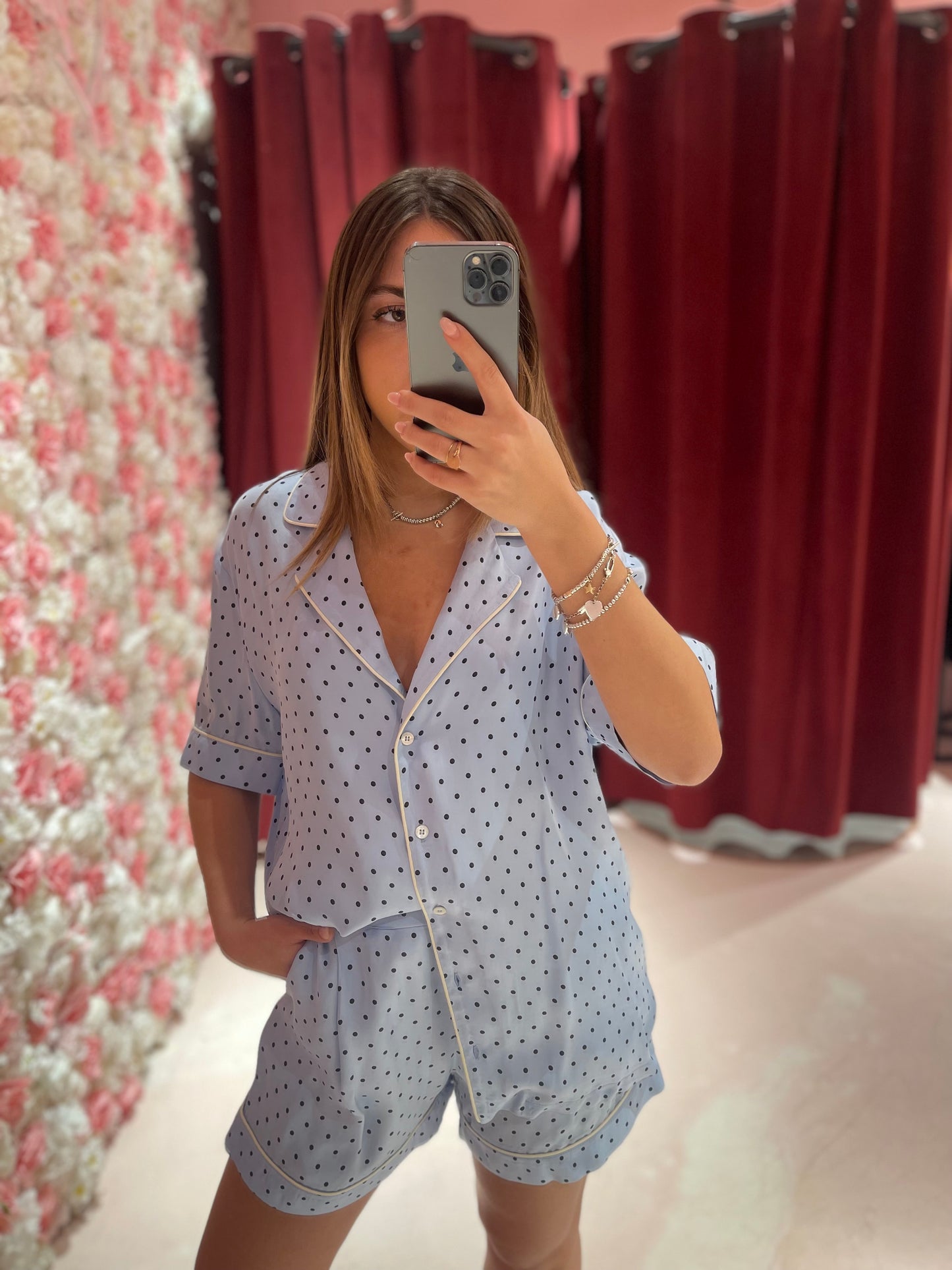 Esme - Blazer Mezza Manica • Petitpois Celeste Mar de Margaritas