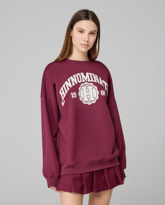 Felpa Paricollo Over College • Bordeaux HINNOMINATE